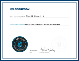 Crestron – Certified Audio Technician