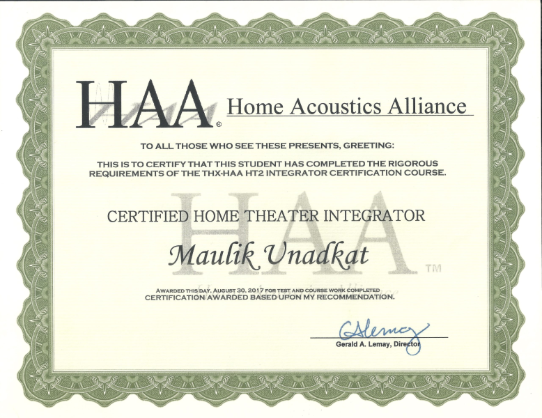 Thx haa – Certified Home Theater Integrator