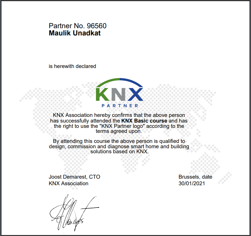 knx certificate